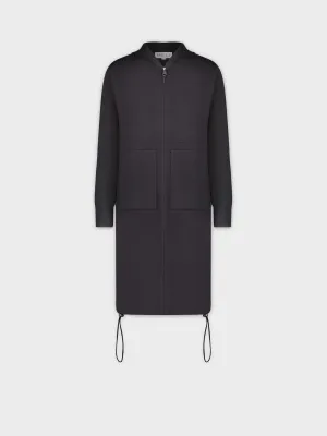 LONG ZIP HOODIE SWEATER-BLACK
