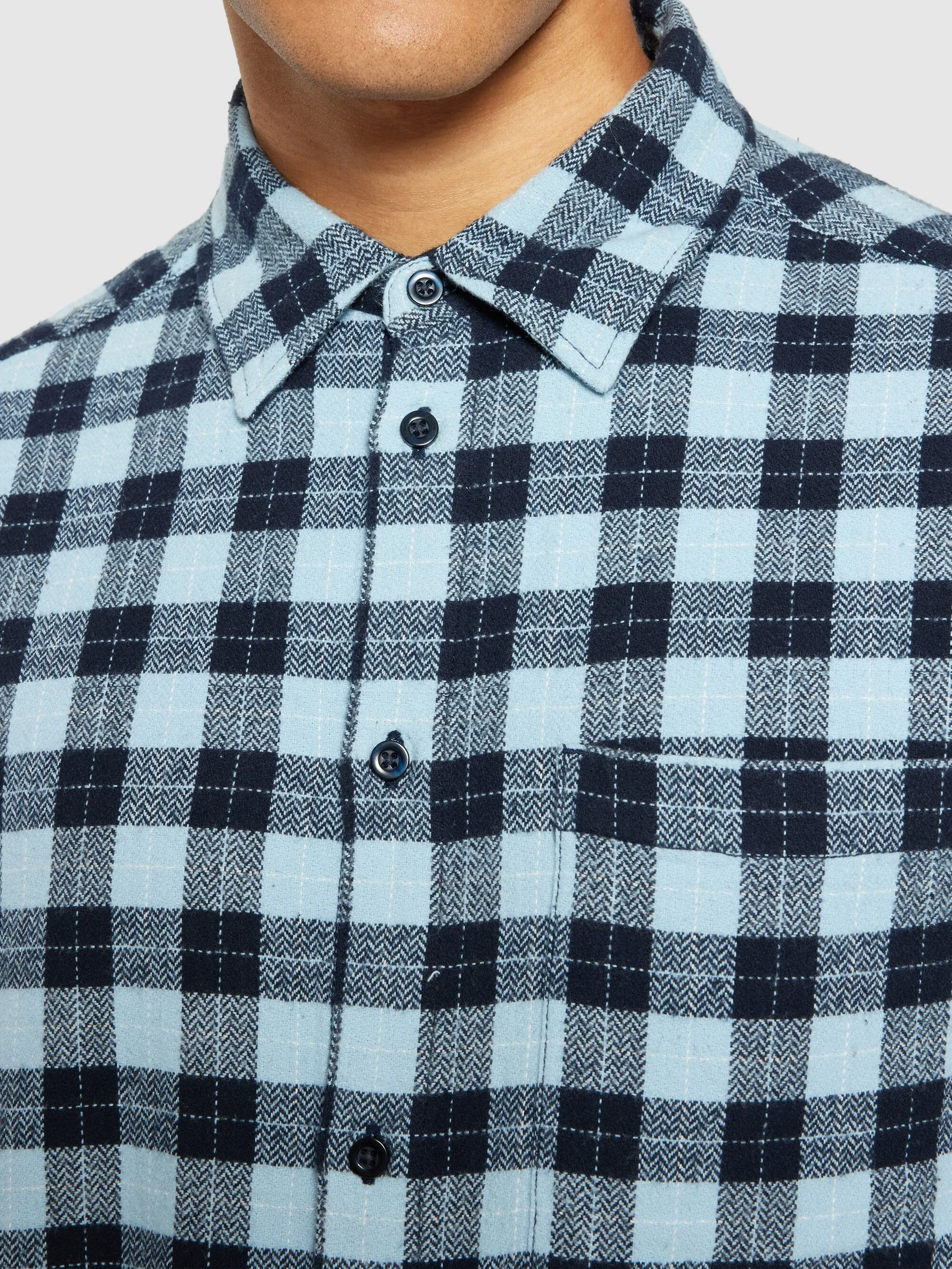 Loose fit checkered shirt - blue check