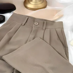 Loose Fit High Waist Straight Pants For Women
