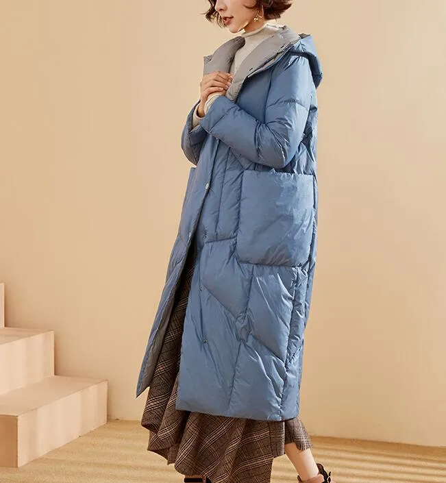 Loose Long Winter Duck Down Jacket Hooded Down Jacket Women