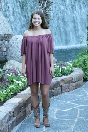 Loryn Off The Shoulder Dress - Maroon