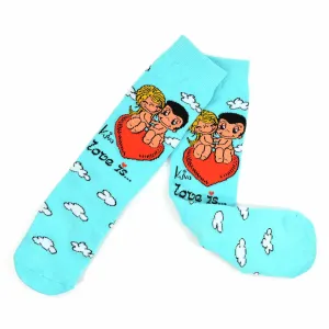 Love Is On Cloud 9...Knitted Cotton Crew Socks