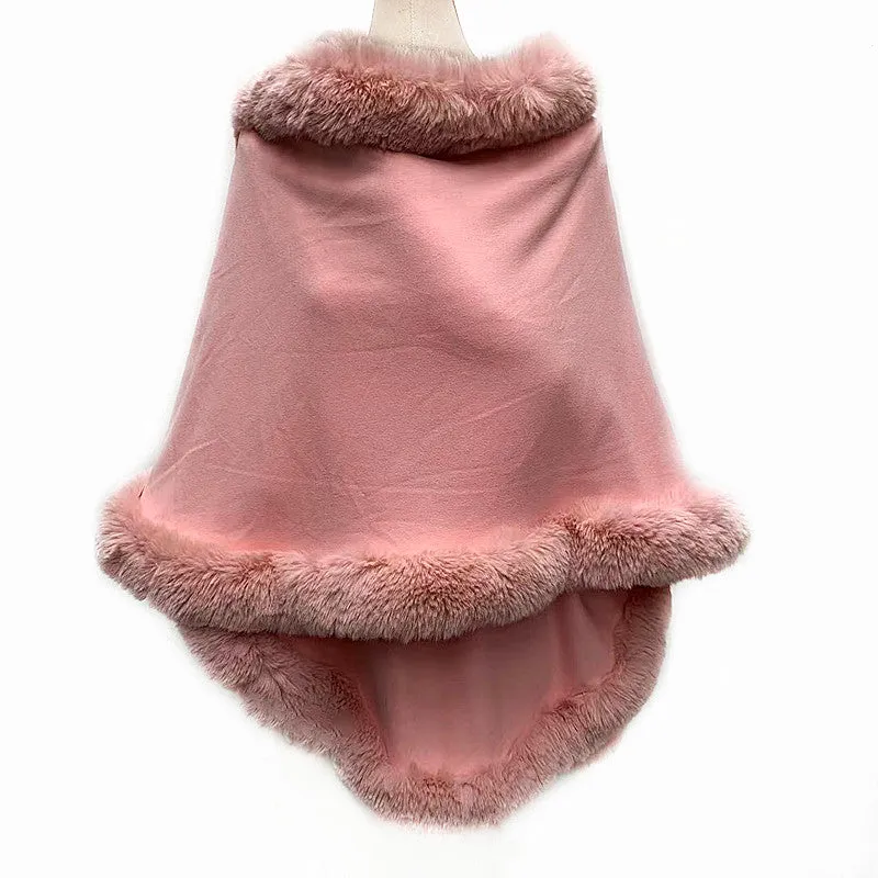 Luxurious Jumbo Wrap with Faux Fur Trim