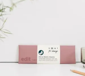 Luxury Collection EDIT Pen / Pencil Pouch Recycled Leather in Powder Pink