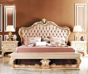 Luxury European Style Upholstery Hand Carving Bed