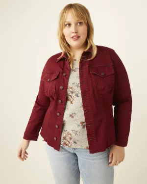 Martha Raw-Hem Denim Jacket | Burgundy