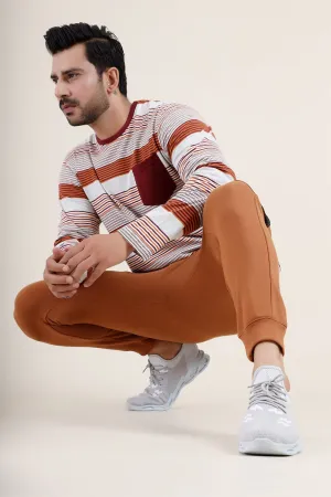 Men Brown Fashion Graphic Trouser