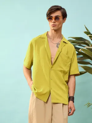 Men Green Short Sleeve Relax Fit Shirt