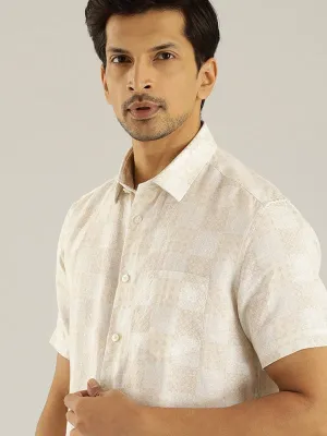 Men Printed Half Sleeve Linen Shirt