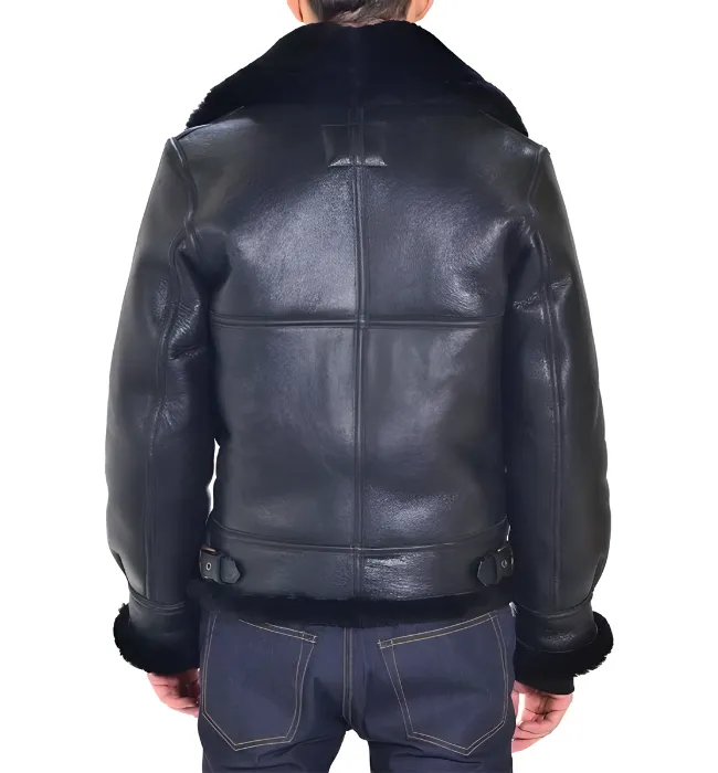 MEN’S AVIATOR RAF B3 BLACK TOP QUALITY LEATHER BOMBER FLYING JACKET