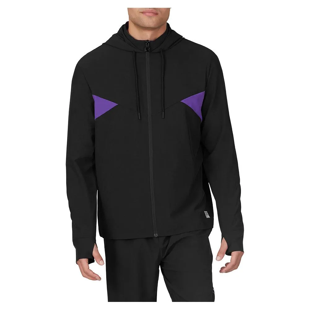 Men`s Back Spin Tennis Track Jacket Black and Royal Purple