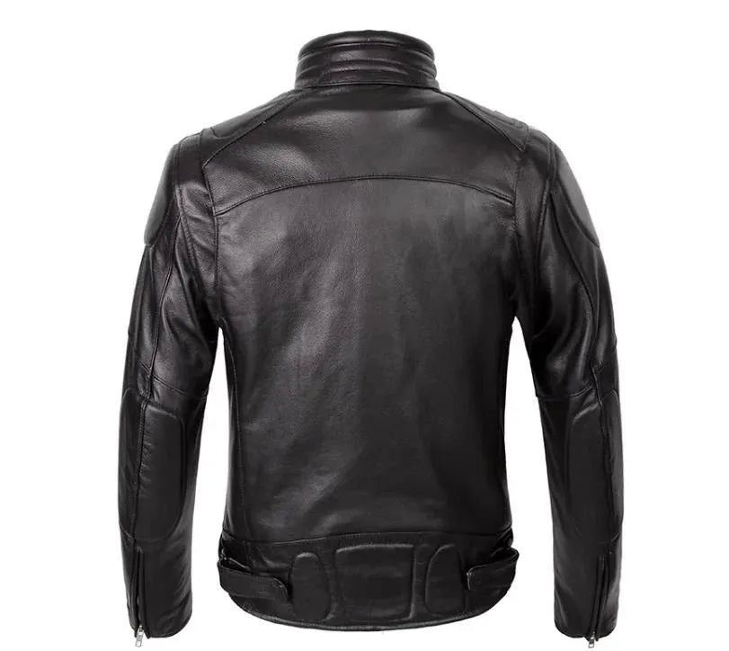 Men's Classic Rider Cowhide Leather Motorcycle Jacket