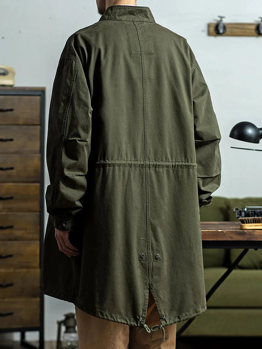 Men's M-51 Fishtail Parka Trench Coat - Army Green and Beige - Vintage Style