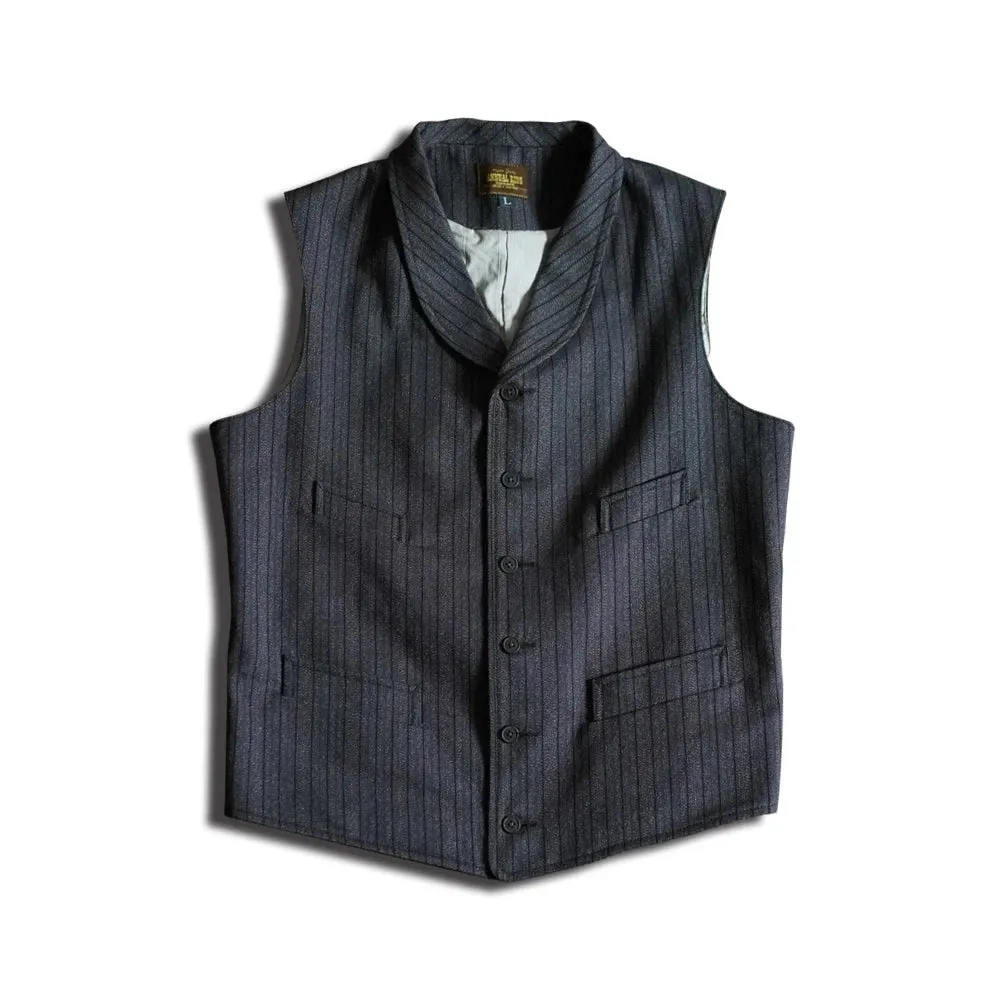 Men's Vintage Stripe Tweed Vest Sleeveless Jacket - Groom's Wedding Waistcoat