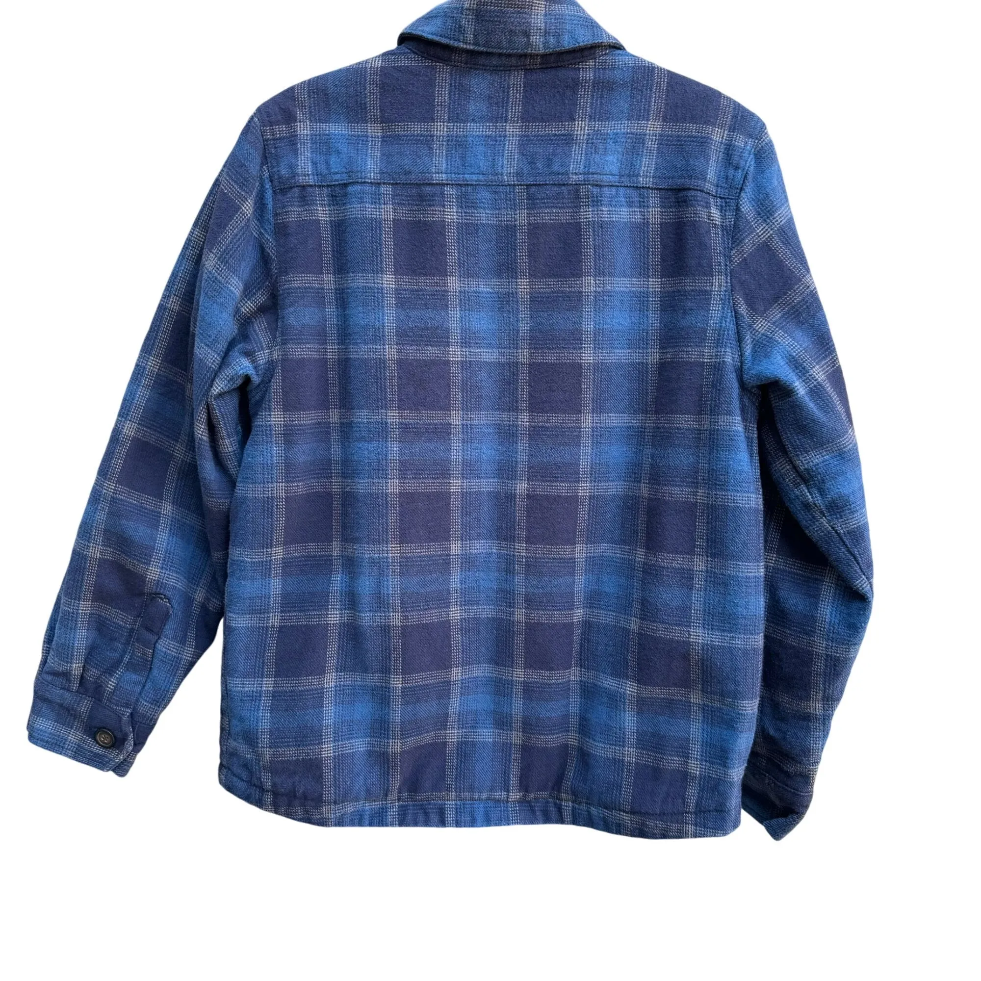 Merona Mens Blue Plaid Long Sleeve Button-Down Quilted Insulated Jacket – Small