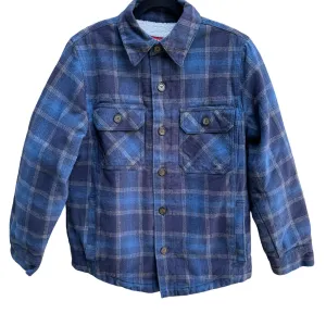 Merona Mens Blue Plaid Long Sleeve Button-Down Quilted Insulated Jacket – Small