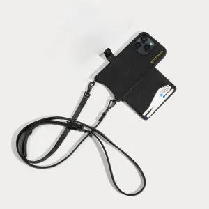 Stylish Mila MagSafe Charging Crossbody Bandolier in Black with Pewter Accents