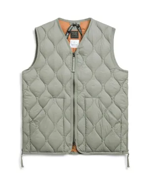 Military V-Neck W-Zip Down Vest | Dark Sage Green