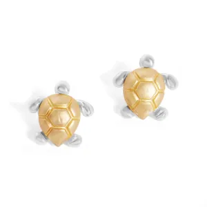 Mixed Metal Turtle Earrings