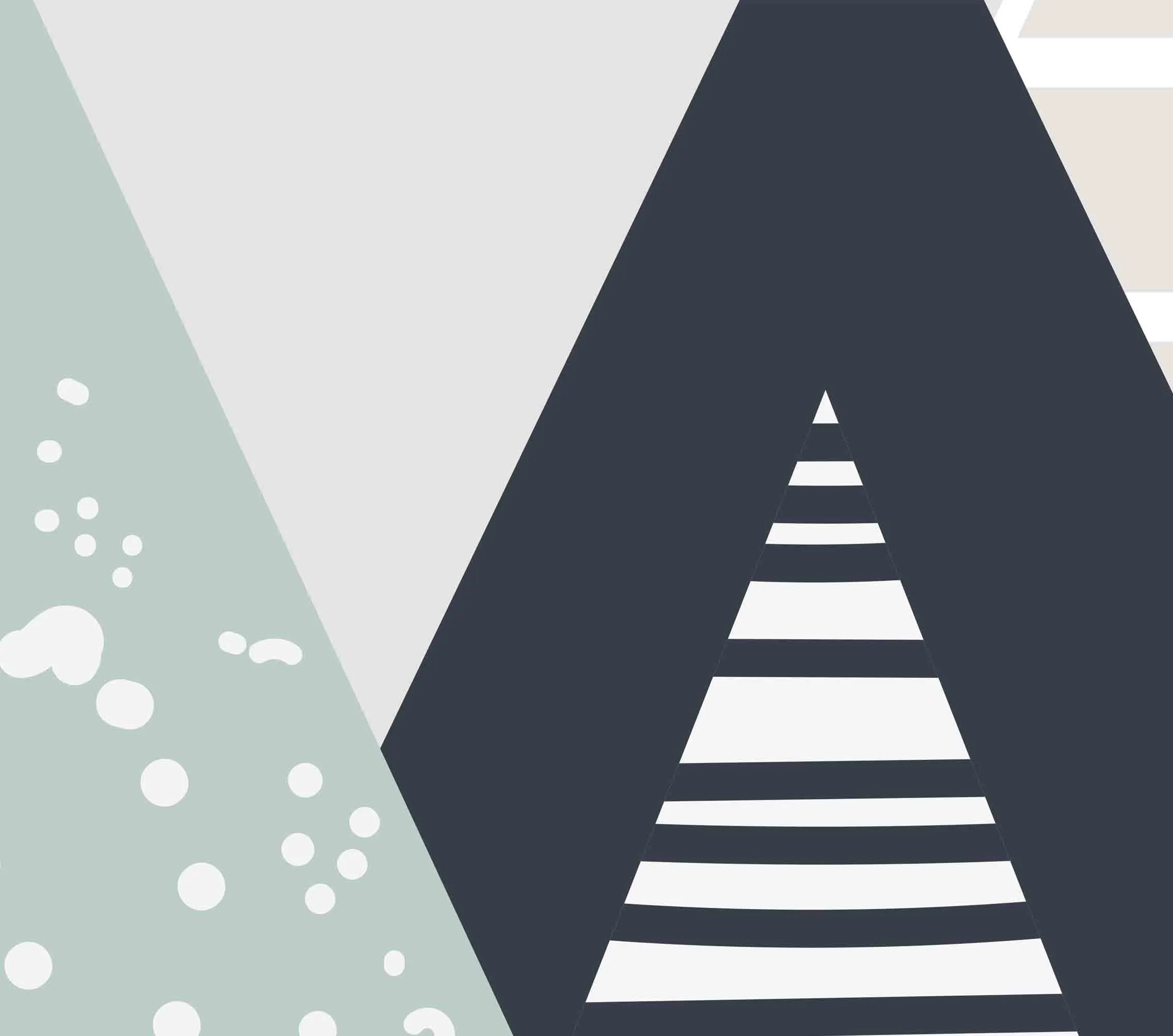 Mountains Theme for Kids Room, Solid Design, Geometric Pattern