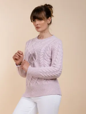 MULTI CABLE CREW NECK<br>SOFT PINK