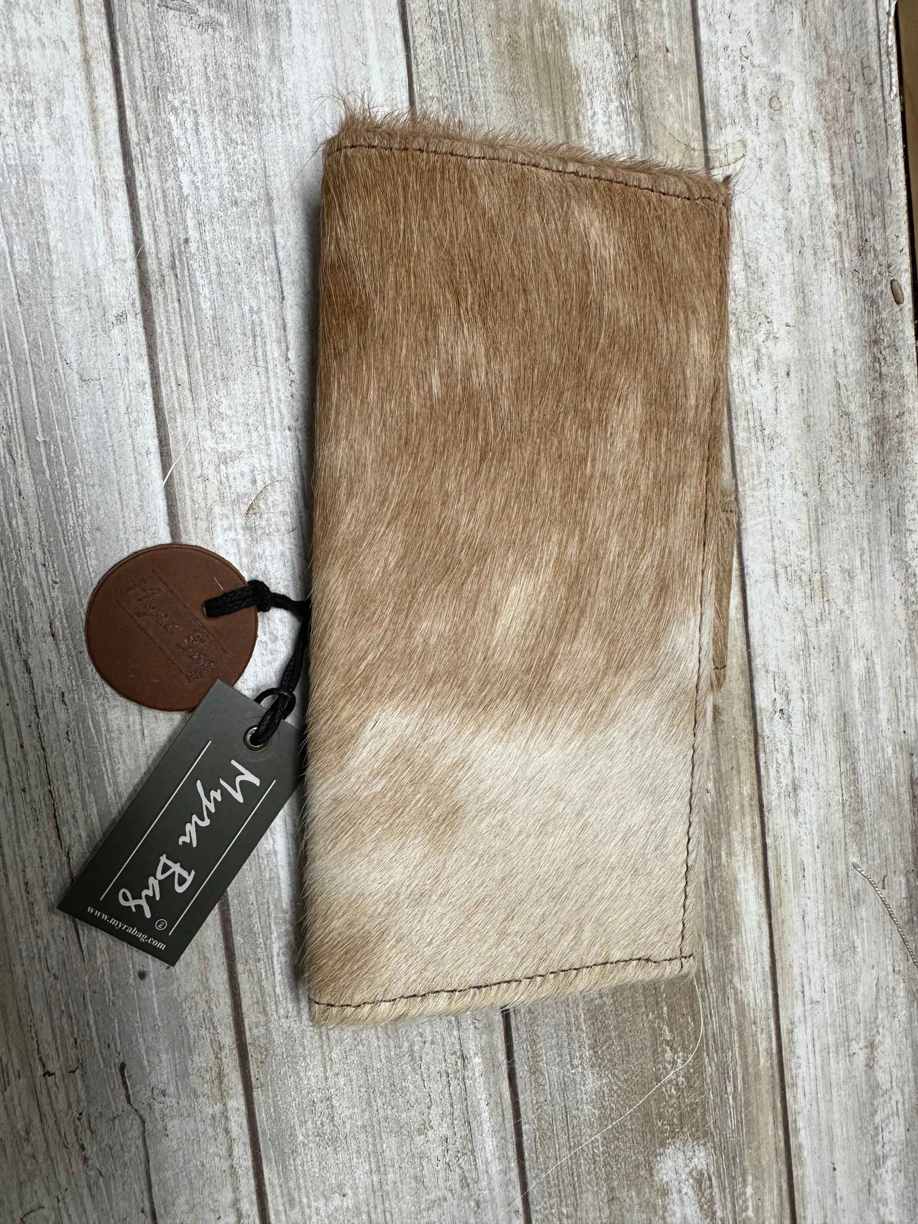 Myra cowhide womens crocheted wallet