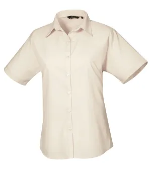 Natural - Women's short sleeve poplin blouse