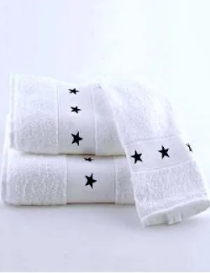 Navy Stars Embroidered Cotton Quick-Dry 3-Pc. Towel Set