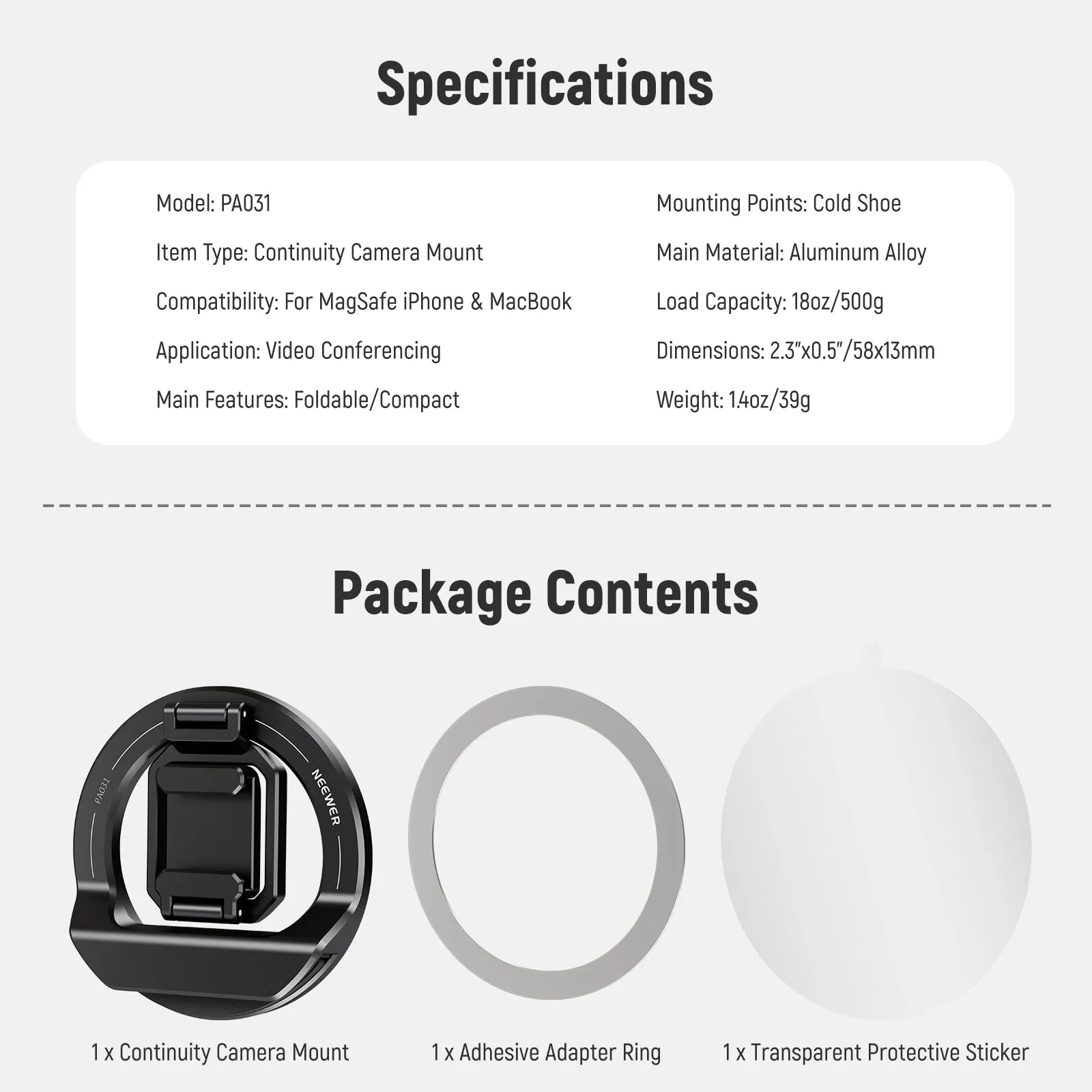 NEEWER PA031 Foldable Continuity Camera Mount