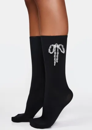 Night Pretty Prezzies Bow Crew Socks