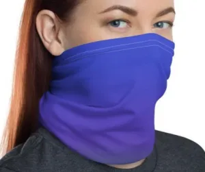 Ombre gradient color blue orange faded neck gaiter warmer face cover, head wear headband balaclava mask wristband bandanna beanie unisex