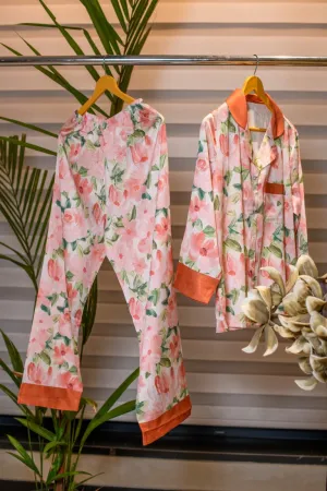 Orange Hawaiian Print Lounge Wear