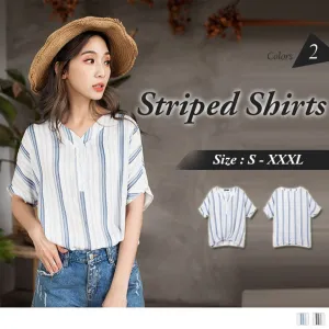 ORANGEBEAR SHORT SLEEVE STRIPED SHIRTS