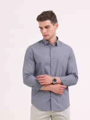 Orchida Plain Full Sleeve Poplin Shirt - Gray