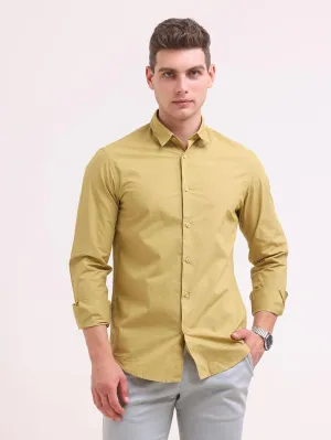 Orchida Plain Full Sleeve Poplin Shirt Mustard