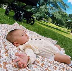 Organic Swaddle Blanket White Floral