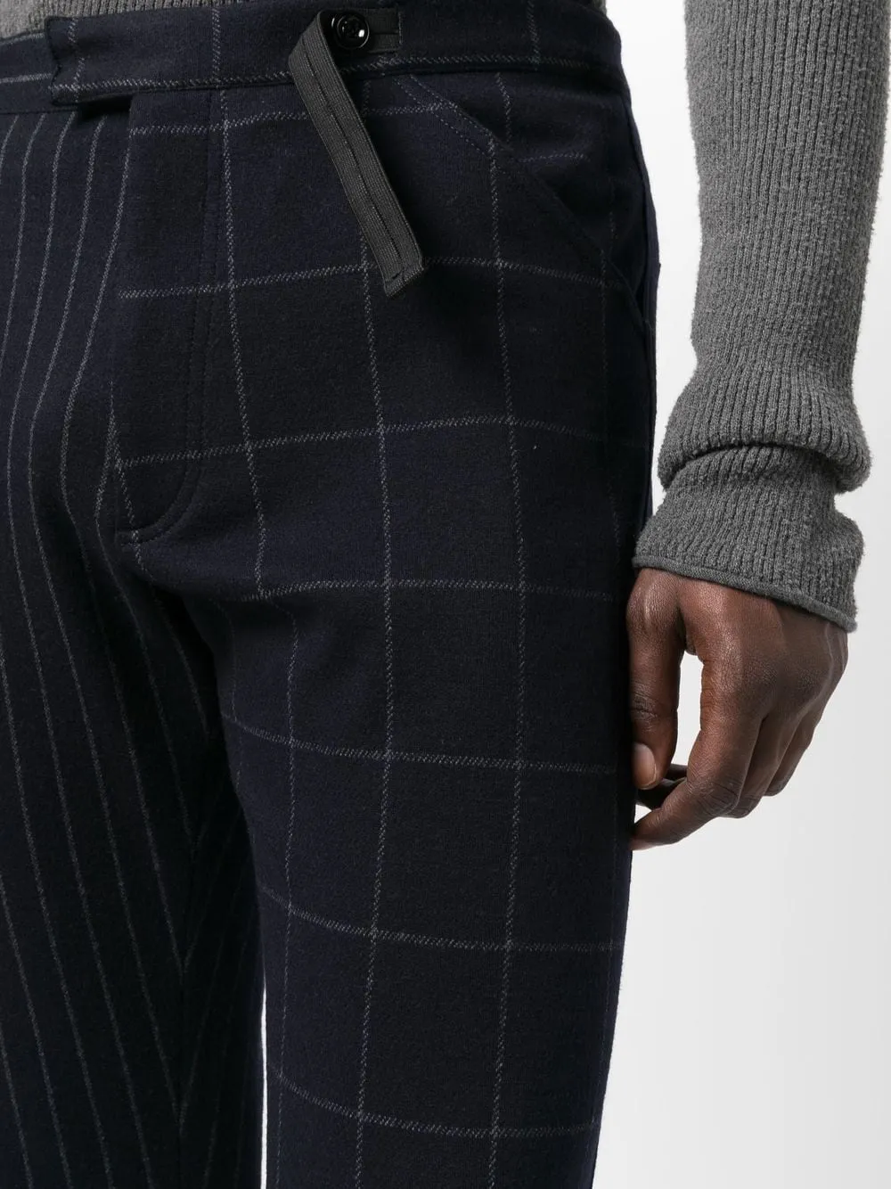 PATCHWORK PATTERN STRAIGHT-LEG TROUSERS