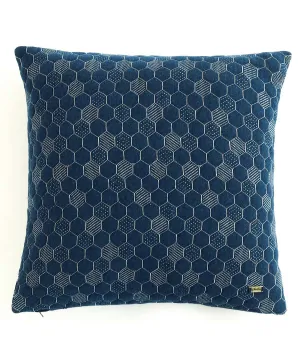 Pepin Cotton Knitted Decorative Estate Blue & Natural Color 18 x 18 Inches Cushion Cover