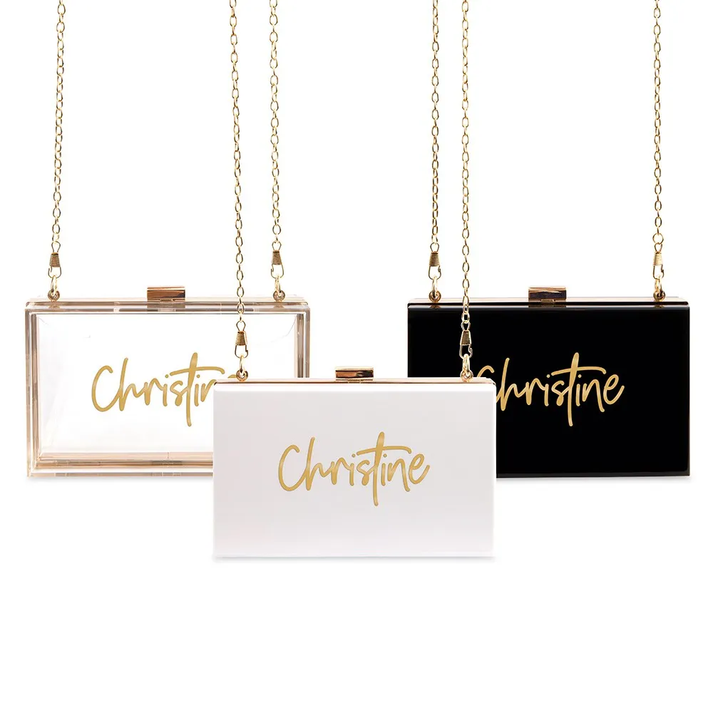 PERSONALIZED ACRYLIC BOX CLUTCH - SCRIPT FONT