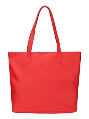 Piazza Leather Tote Bag Full Grain Calfskin Shoulder Handbag Heart Red