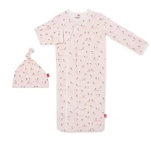 pink baa baa baby modal magnetic cozy sleeper gown   hat set