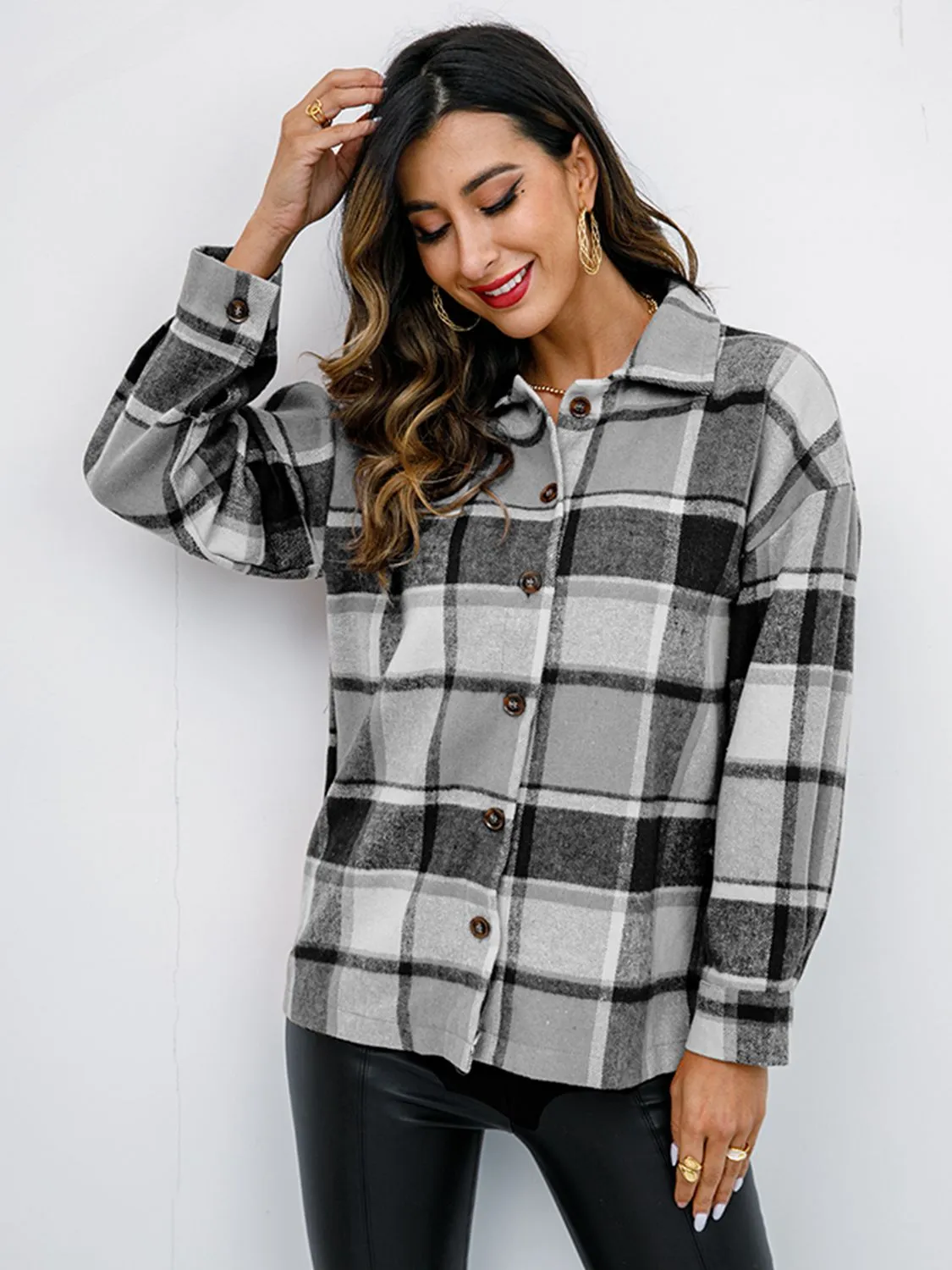 Plaid Button-Down Jacket