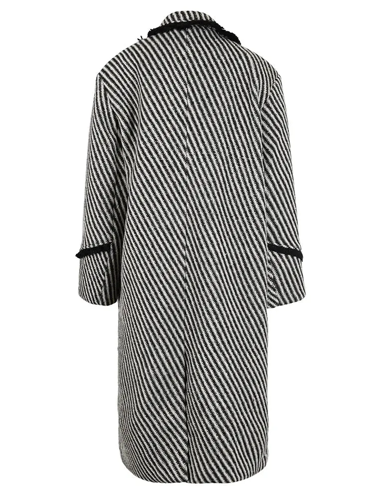 Pre Order:  Bold Lines Striped Woolen Coat