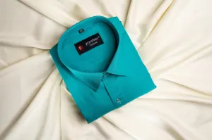 Rama Green Color Satin Mecerised Cotton Shirt For Men