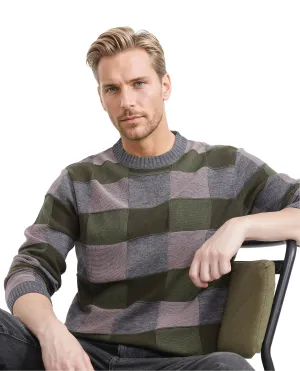 Rare Rabbit Men's Boaz Olive Full Sleeve Crew Neck Regular Fit Plain Sweater