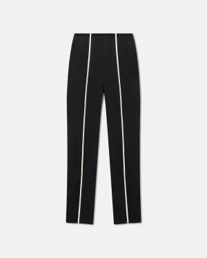 Ratana - Crinkled-Satin Slim-Leg Pants - Black/Ecru