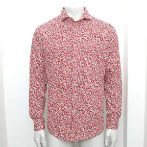 Red & White Floral Cotton Casual Shirt
