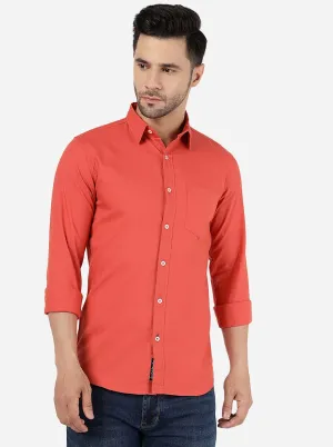 Red Clay Solid Slim Fit Casual Shirt | JadeBlue