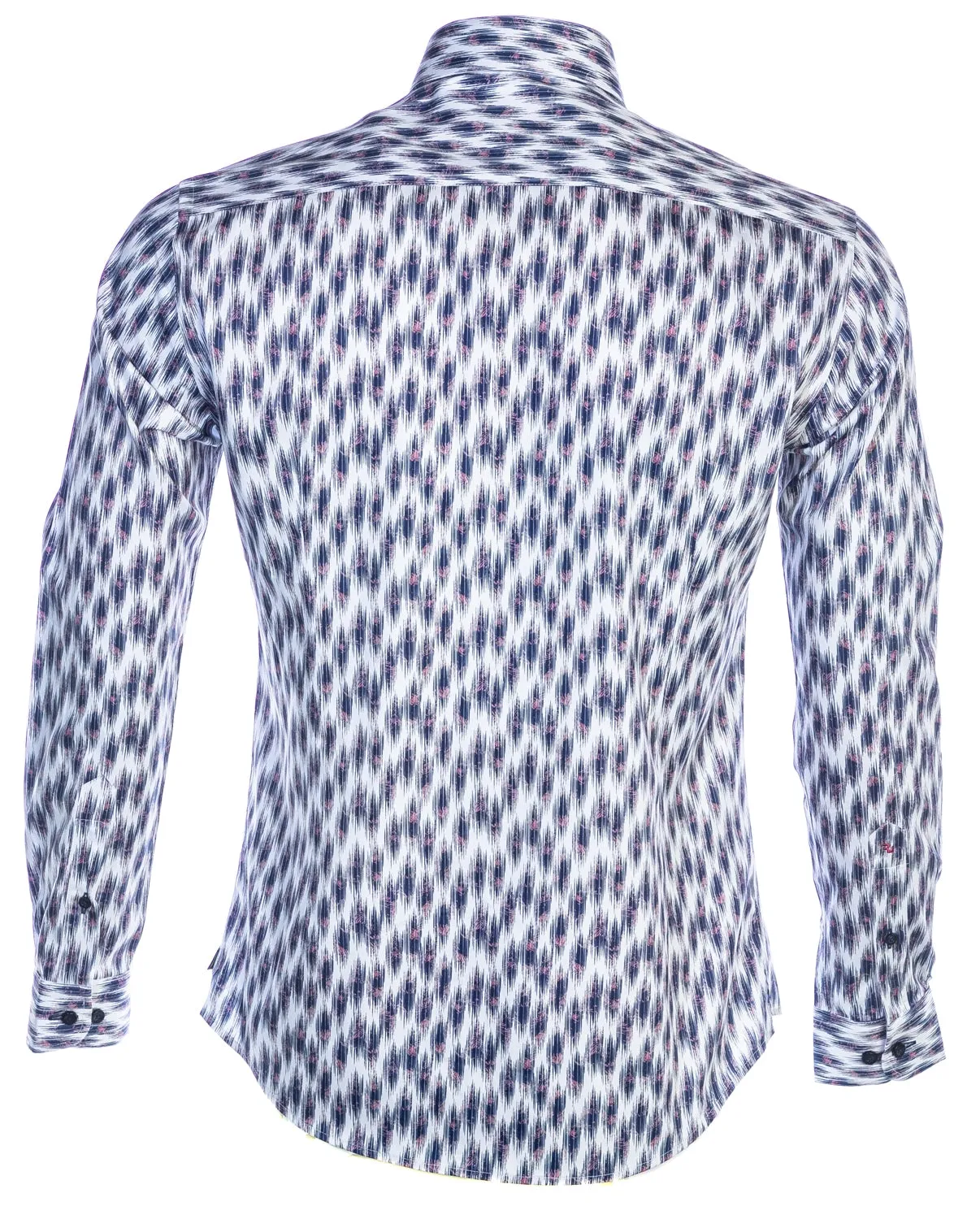 Remus Uomo Abstract Print Shirt in White & Navy