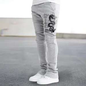 Retro print trendy street straight trousers